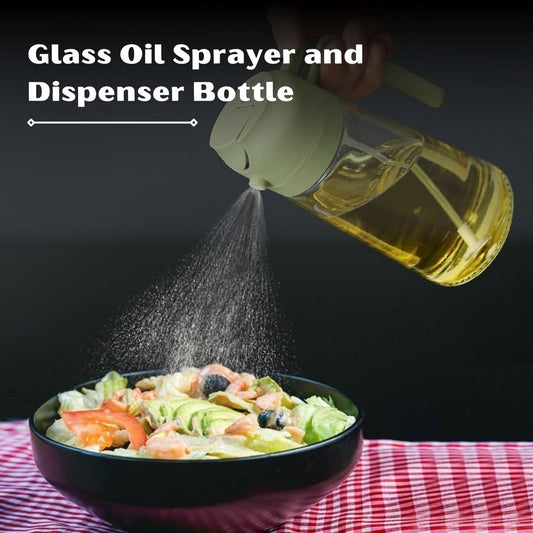 2-IN-1 OIL SPRAYER & DISPENSER – 550ML GLASS BOTTLE